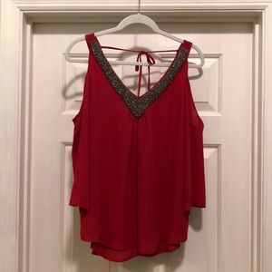 Socialite Red Beaded Blouse